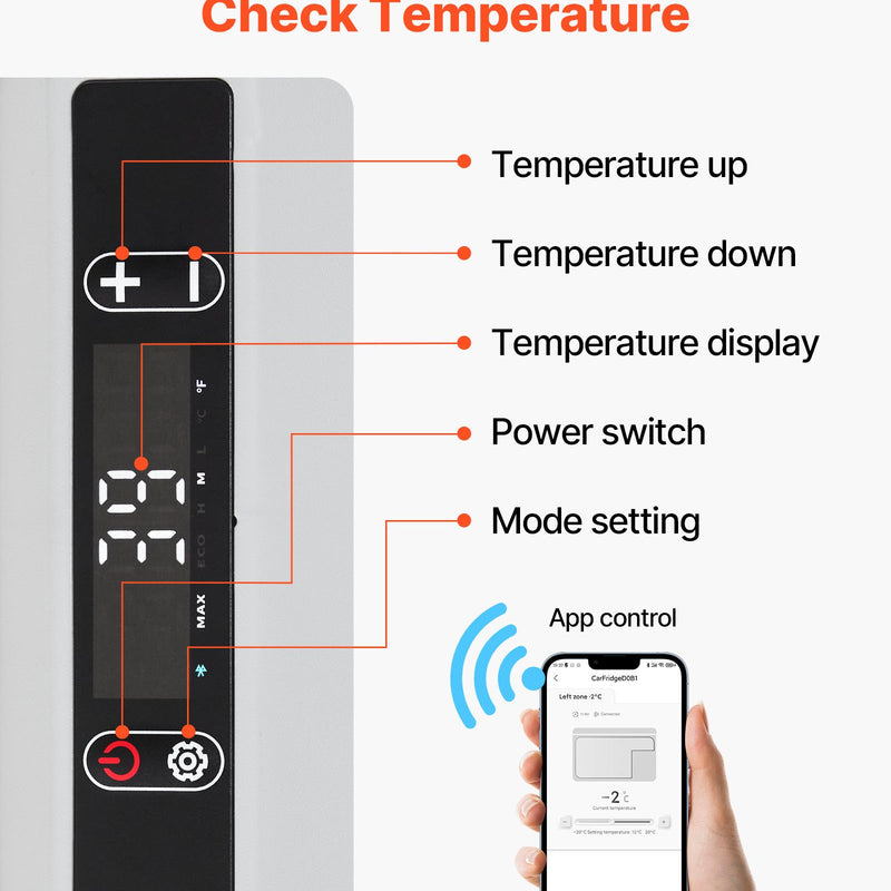 VEVOR 12 V auto ledusskapis 40 l ar regulējamu temperatūru - 20 ℃ līdz 20 ℃, pārnēsājams kompresora dzesētājs ar 12/24 V DC un 100–240 V AC, kempingam, ceļojumiem un RV - ZEMLETES.LV