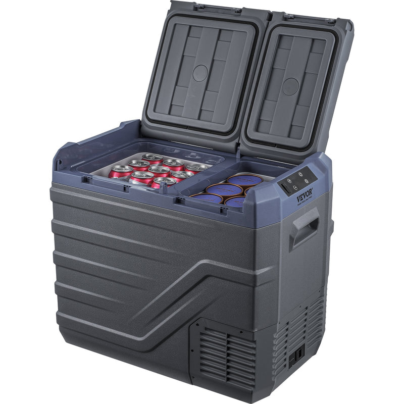39L VEVOR pārnēsājams auto ledusskapis/saldētavas kompresors, divas zonas