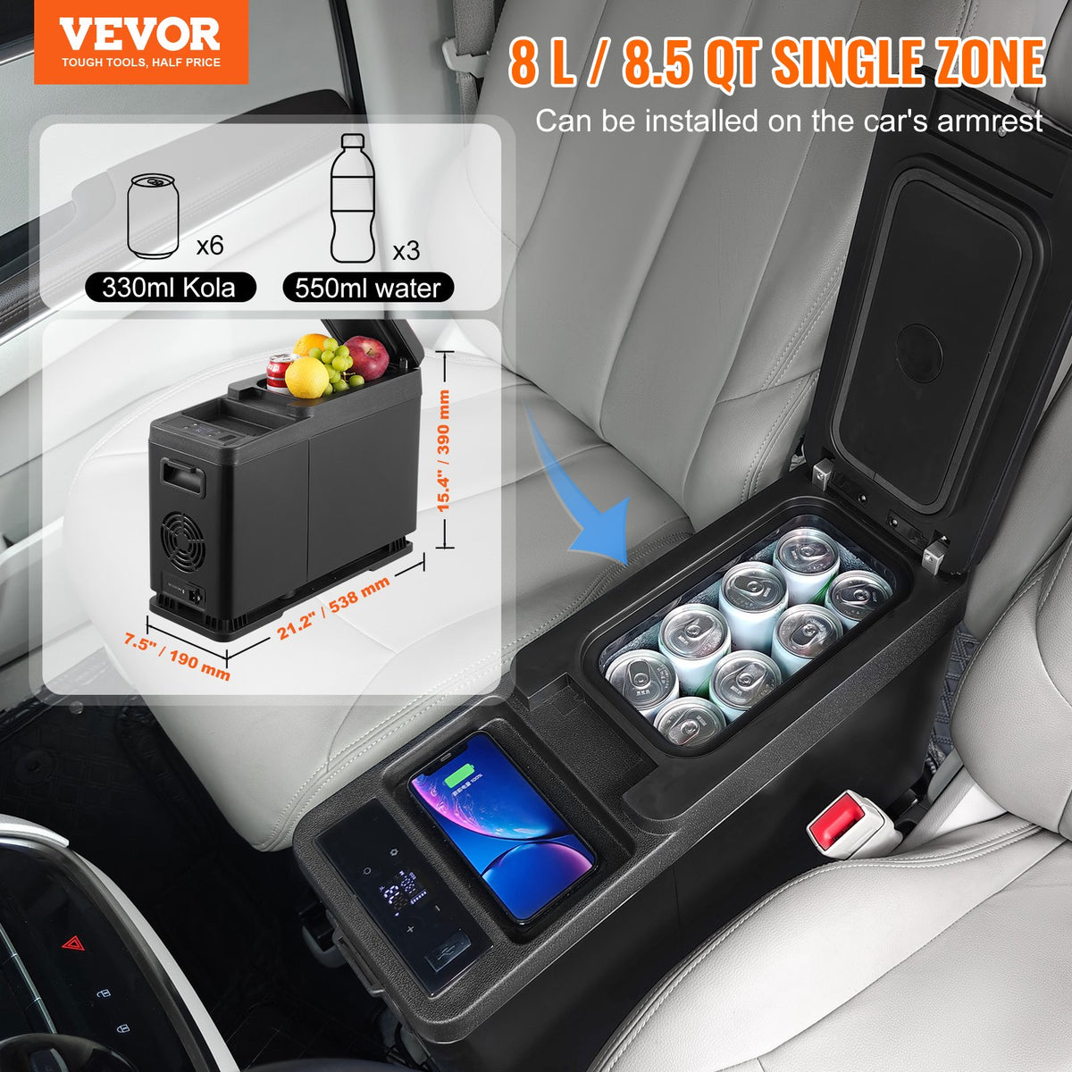 8L VEVOR Portable Car Cooler/Freezer with Compressor for Vehicle and Home Use
