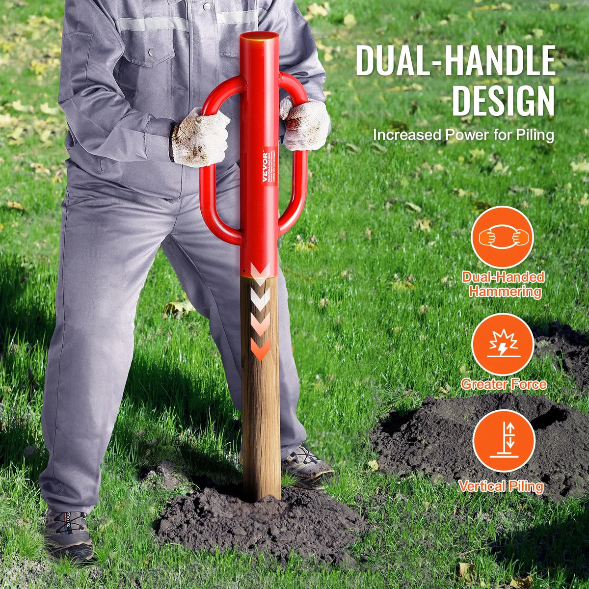VEVOR Fence Post Driver with Handles, 10.4 cm Internal Diameter, T-Type Post Installation