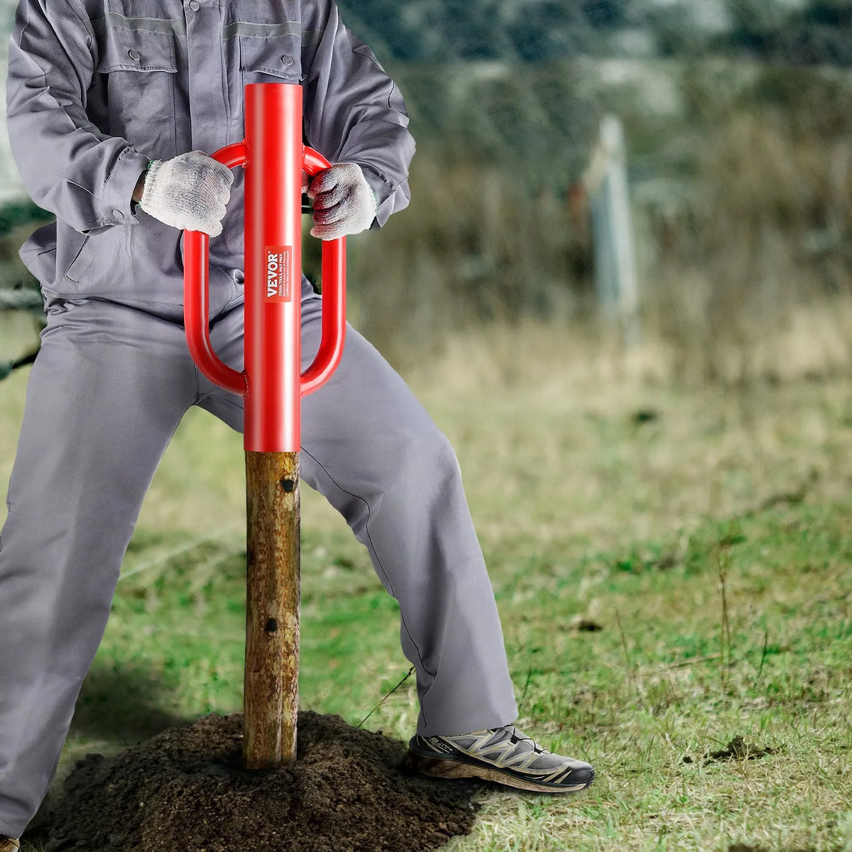 VEVOR Fence Post Driver with Handles, 10.4 cm Internal Diameter, T-Type Post Installation