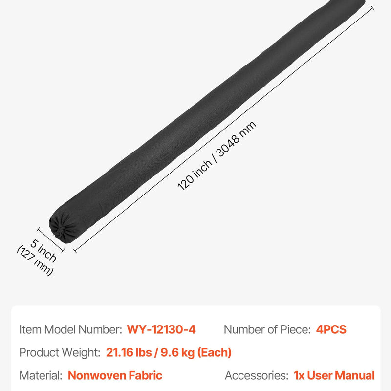 Nogulšņu filtrācijas zeķes, 4 gab., 12,7 × 304 cm, aizsardzībai pret eroziju un drenāžas sistēmu nosprostojumu