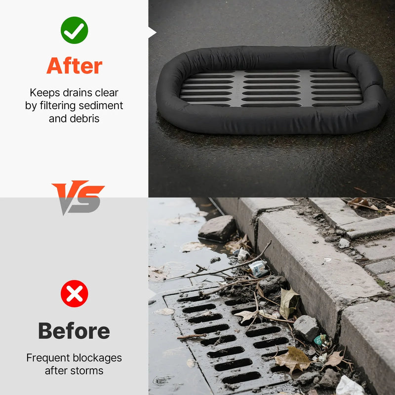 Nogulšņu filtrācijas zeķe 12,7 × 304 cm, aizsardzībai pret eroziju un drenāžas sistēmu nosprostojumu