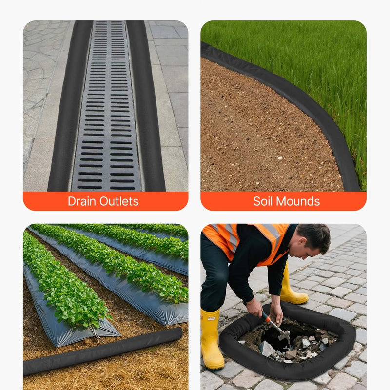 Nogulšņu filtrācijas zeķe 12,7 × 304 cm, aizsardzībai pret eroziju un drenāžas sistēmu nosprostojumu