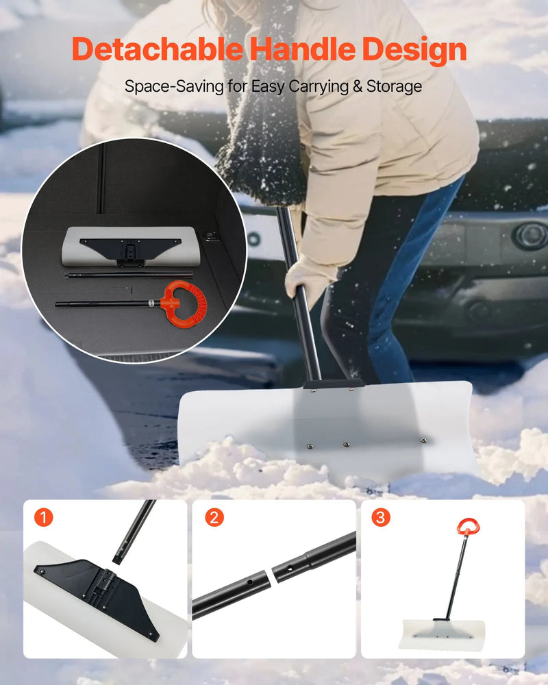 Sniega stūmējlāpsta 61 cm HDPE ar segmentētu kātu un ergonomisku rokturi