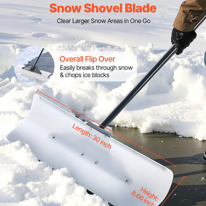 Sniega stumjamā lāpsta 76,2 cm ar ergonoomisku rokturi, HDPE asmens un metāla malu, segmentēts rokturis, pārnēsājama piebraucamajiem ceļiem