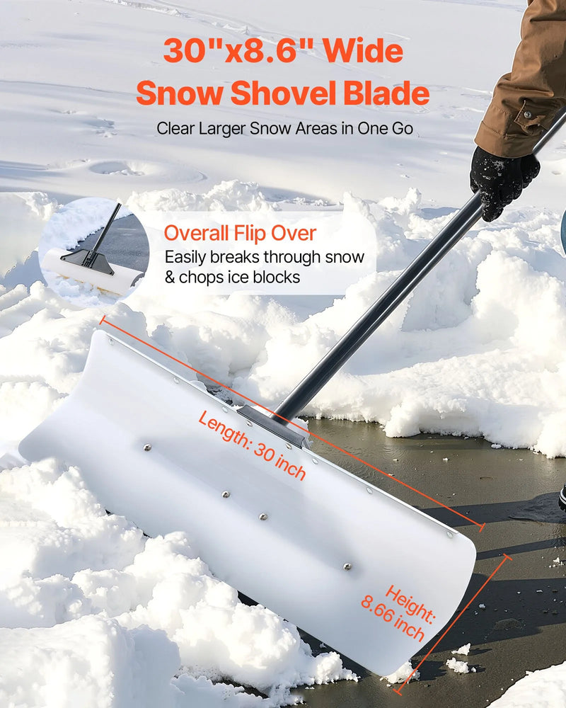 Sniega stumjamā lāpsta 76,2 cm ar ergonomisku rokturi, HDPE asmens un metāla malu, segmentēts rokturis, pārnēsājama piebraucamajiem ceļiem