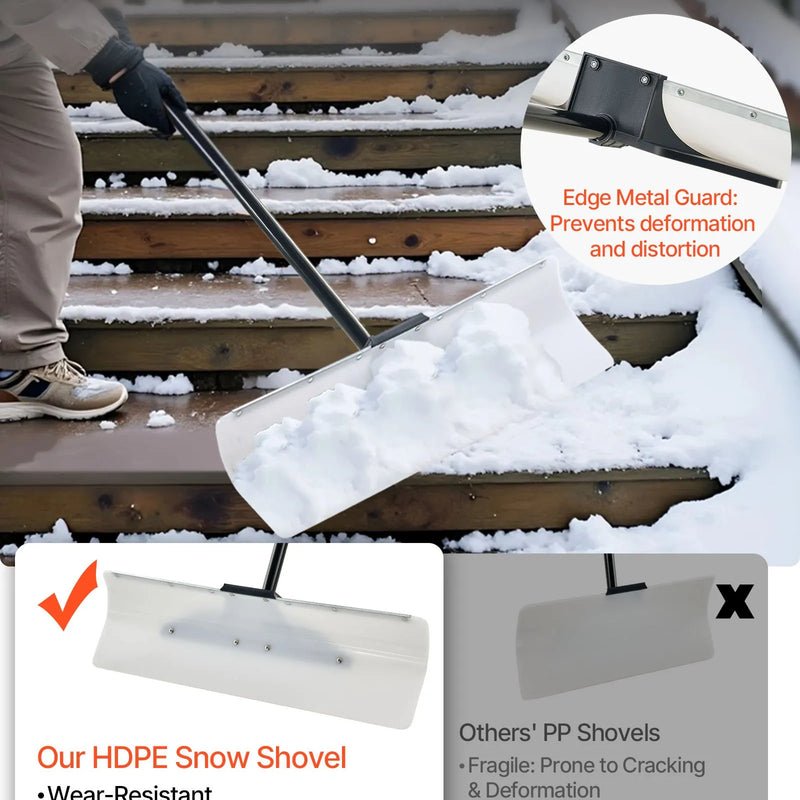 Sniega stumjamā lāpsta 76,2 cm ar ergonoomisku rokturi, HDPE asmens un metāla malu, segmentēts rokturis, pārnēsājama piebraucamajiem ceļiem