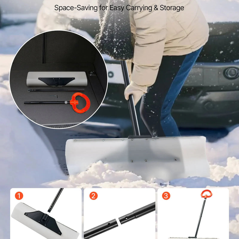 Sniega stumjamā lāpsta 76,2 cm ar ergonoomisku rokturi, HDPE asmens un metāla malu, segmentēts rokturis, pārnēsājama piebraucamajiem ceļiem