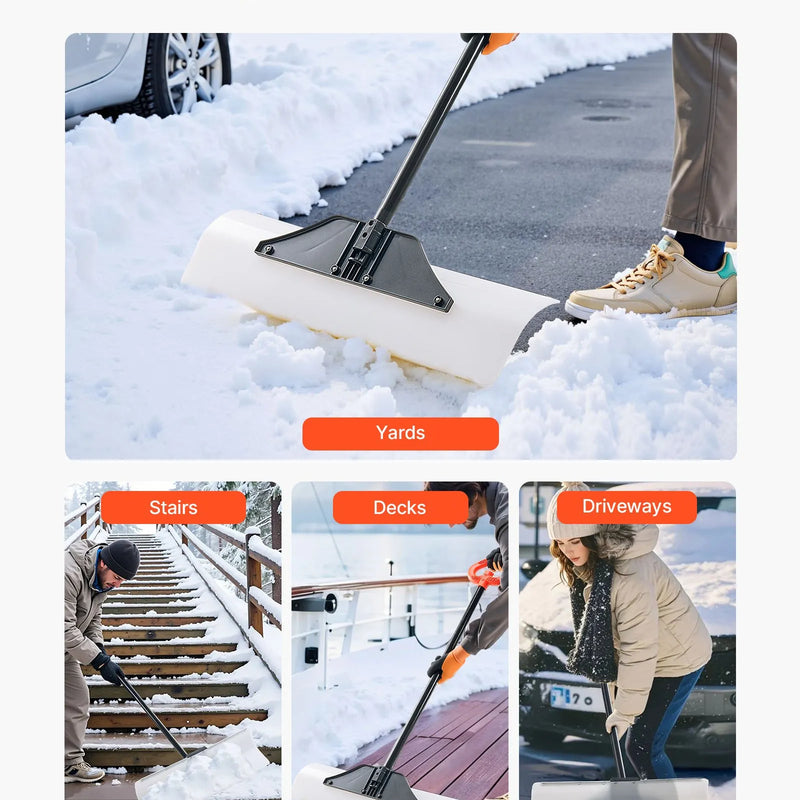 Sniega stumjamā lāpsta 76,2 cm ar ergonoomisku rokturi, HDPE asmens un metāla malu, segmentēts rokturis, pārnēsājama piebraucamajiem ceļiem