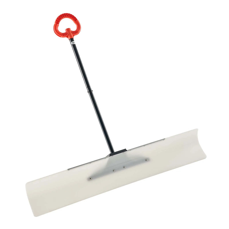 Sniega stūmējlāpsta, 122 cm āra sniega tīrīšanas lāpsta ar ergonomisku rokturi, HDPE plastmasas asmeni, segmentētu kātu un metāla malu, pārnēsājams sniega novākšanas rīks piebraucamajiem ceļiem un dārzam