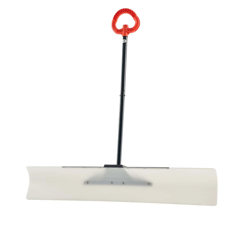 Sniega stūmējlāpsta, 122 cm āra sniega tīrīšanas lāpsta ar ergonomisku rokturi, HDPE plastmasas asmeni, segmentētu kātu un metāla malu, pārnēsājams sniega novākšanas rīks piebraucamajiem ceļiem un dārzam