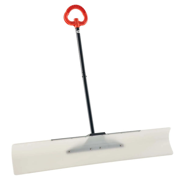 Sniega stūmējlāpsta, 122 cm āra sniega tīrīšanas lāpsta ar ergonomisku rokturi, HDPE plastmasas asmeni, segmentētu kātu un metāla malu, pārnēsājams sniega novākšanas rīks piebraucamajiem ceļiem un dārzam