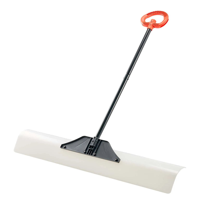 Sniega stūmējlāpsta, 122 cm āra sniega tīrīšanas lāpsta ar ergonomisku rokturi, HDPE plastmasas asmeni, segmentētu kātu un metāla malu, pārnēsājams sniega novākšanas rīks piebraucamajiem ceļiem un dārzam