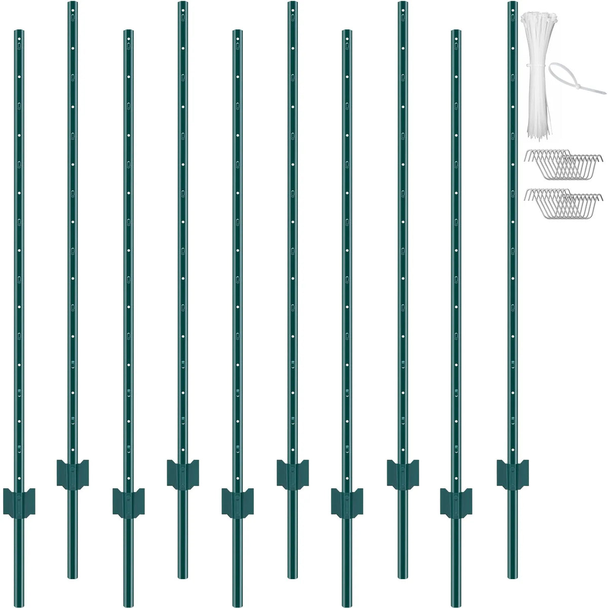 152 cm T-profiil metallist aiapostid, rohelised, 10 tk, tugevdatud