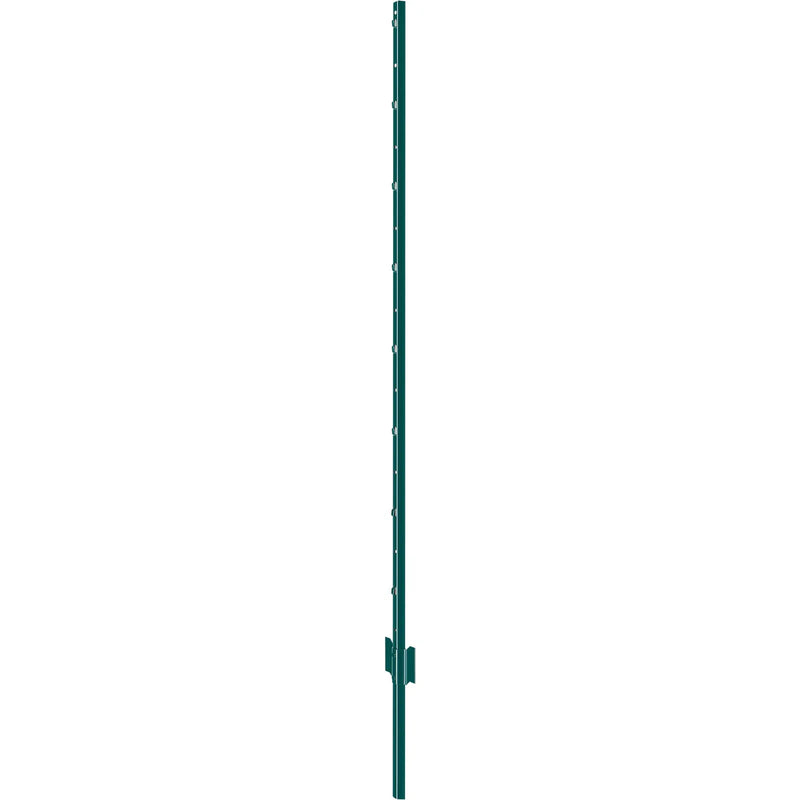 152 cm metāla žoga stabi T veida, zaļi, 10 gab., pastiprināti
