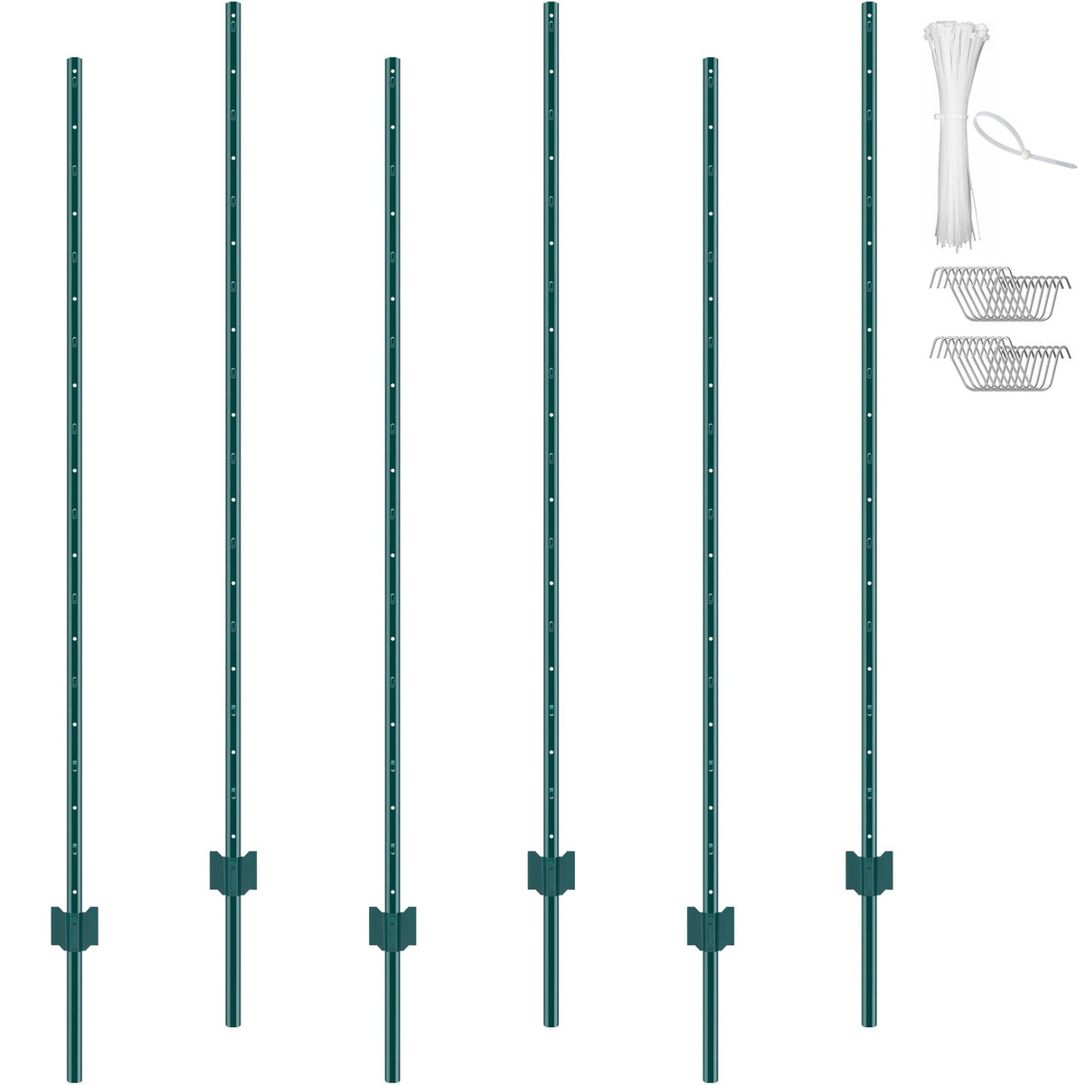 Metallist aiapostid 183 cm, 6 tk, T-profiil, tugevdatud, rohelised