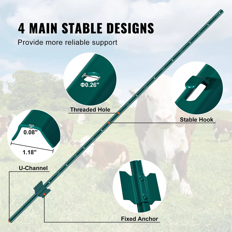 182,9 см метала жога стаб, zaļi, 10 gab., pastiprināti