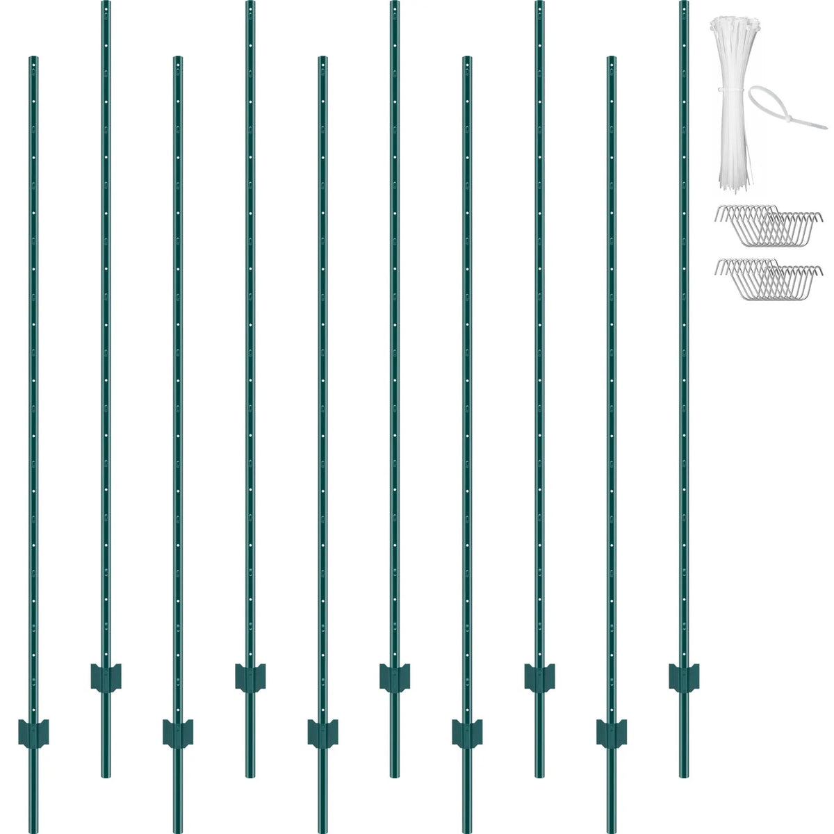 213 cm T-profiil metallist aiapostid, rohelised, 10 tk, tugevdatud