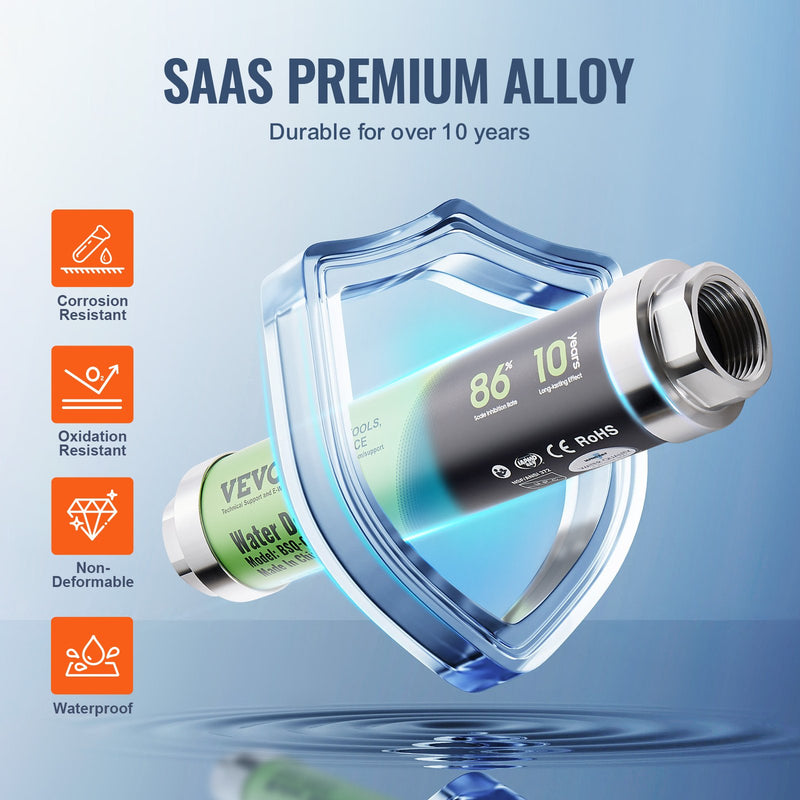 VEVOR bezsāls ūdens atkaļķošanas sistēma visai mājai, SAAS sakausējums