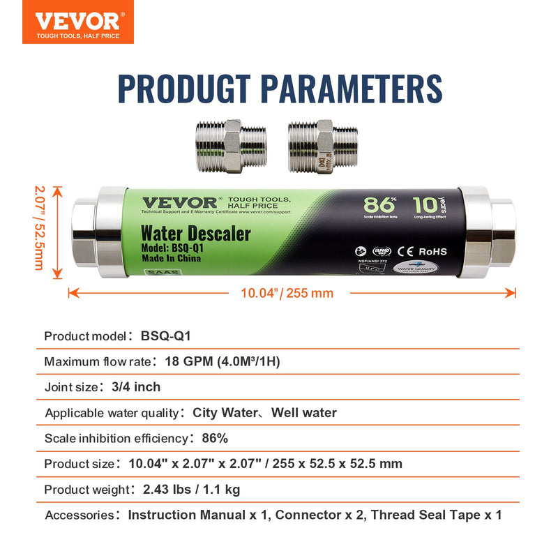 VEVOR bezsāls ūdens atkaļķošanas sistēma visai mājai, SAAS sakausējums