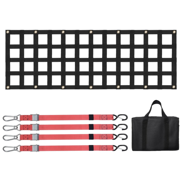 Pikapa aizmugures borta tīkls 137 × 46 cm ar regulējamu stiprinājumu kravas automašīnām