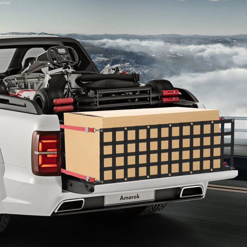 Pikapa aizmugures borta tīkls 137 × 46 cm ar regulējamu stiprinājumu kravas automašīnām