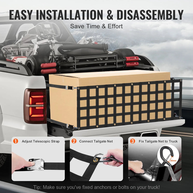 Piekabes aizsargtīkls pilna izmēra pikapiem 1520 × 460 mm, regulējams