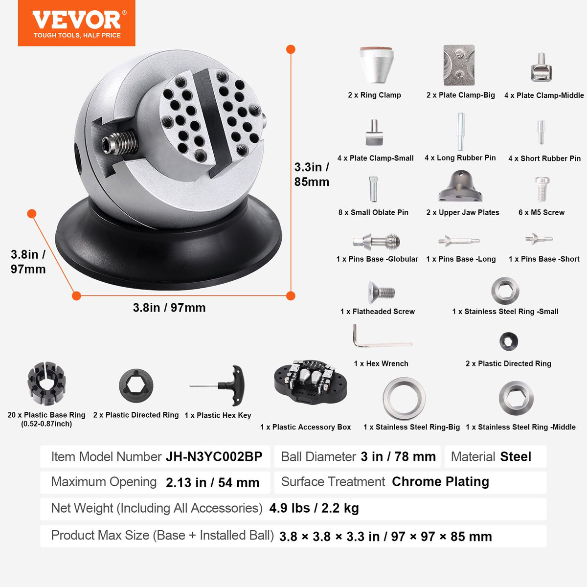 VEVOR Engraving Rotary Tool 78 mm, 360° Rotating, with 70 Accessories, for Jewellery and Inlay Work