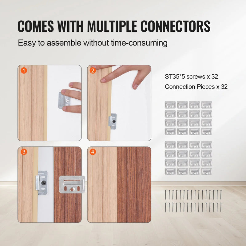 VEVOR koka līstu akustiskie paneļi, 8 gab., 2440 × 152 mm, WPC akcenta sienas paneļi modernam interjeram, mākslīgā koka sienas paneļi stilīgam dekoram un trokšņu samazināšanai, oša koka krāsā