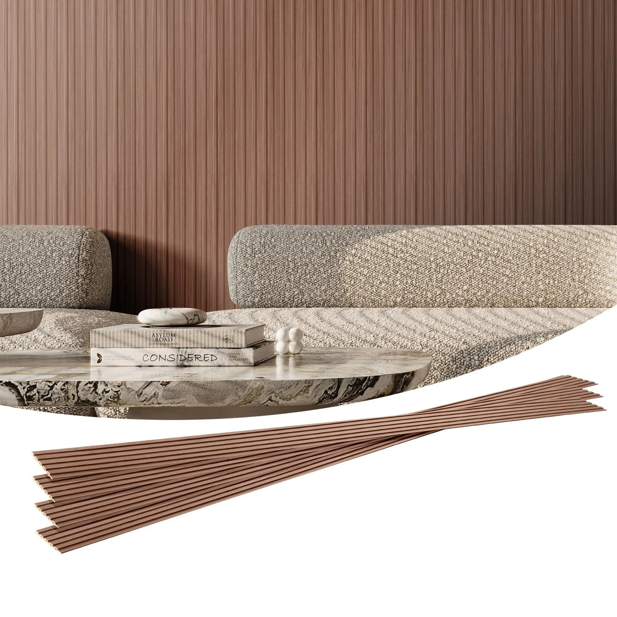 VEVOR Wood Slat Acoustic Panels, 8 Pieces, 2440 × 152 mm, WPC Accent Wall Panels for Modern Interior, Artificial Wood Wall Panels for Stylish Décor and Noise Reduction, Grey Oak Colour