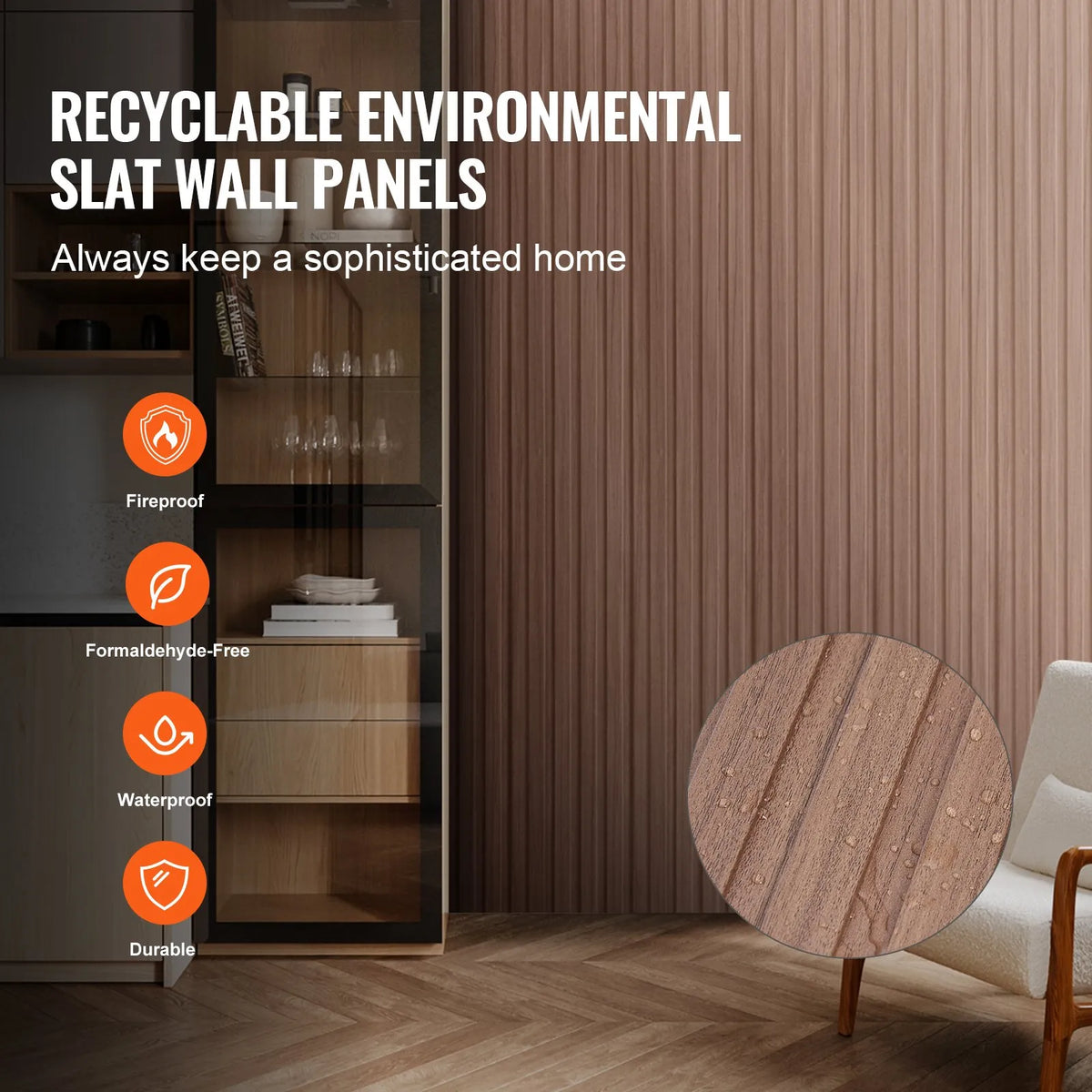 VEVOR Wood Slat Acoustic Panels, 8 Pieces, 2440 × 152 mm, WPC Accent Wall Panels for Modern Interior, Artificial Wood Wall Panels for Stylish Décor and Noise Reduction, Grey Oak Colour