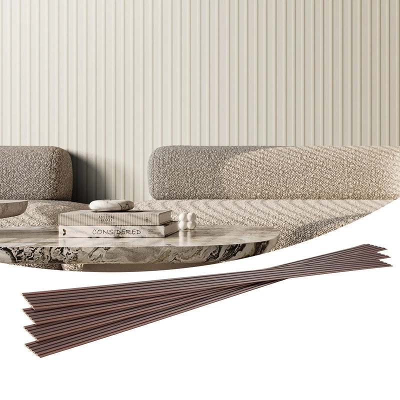 VEVOR koka līstu akustiskie paneļi, 8 gab., 2440 × 152 mm, WPC akcenta sienas paneļi modernam interjeram, mākslīgā koka sienas paneļi stilīgam dekoram un trokšņu samazināšanai, matēti baltā krāsā