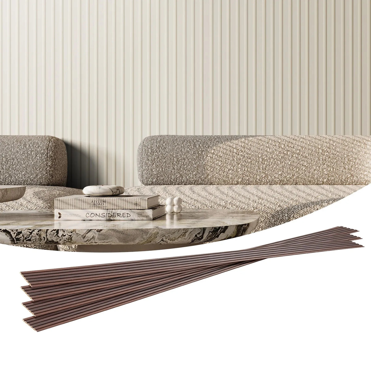 VEVOR Wood Slat Acoustic Panels, 8 Pieces, 2440 × 152 mm, WPC Accent Wall Panels for Modern Interiors, Artificial Wood Wall Panels for Stylish Décor and Noise Reduction, Matte White