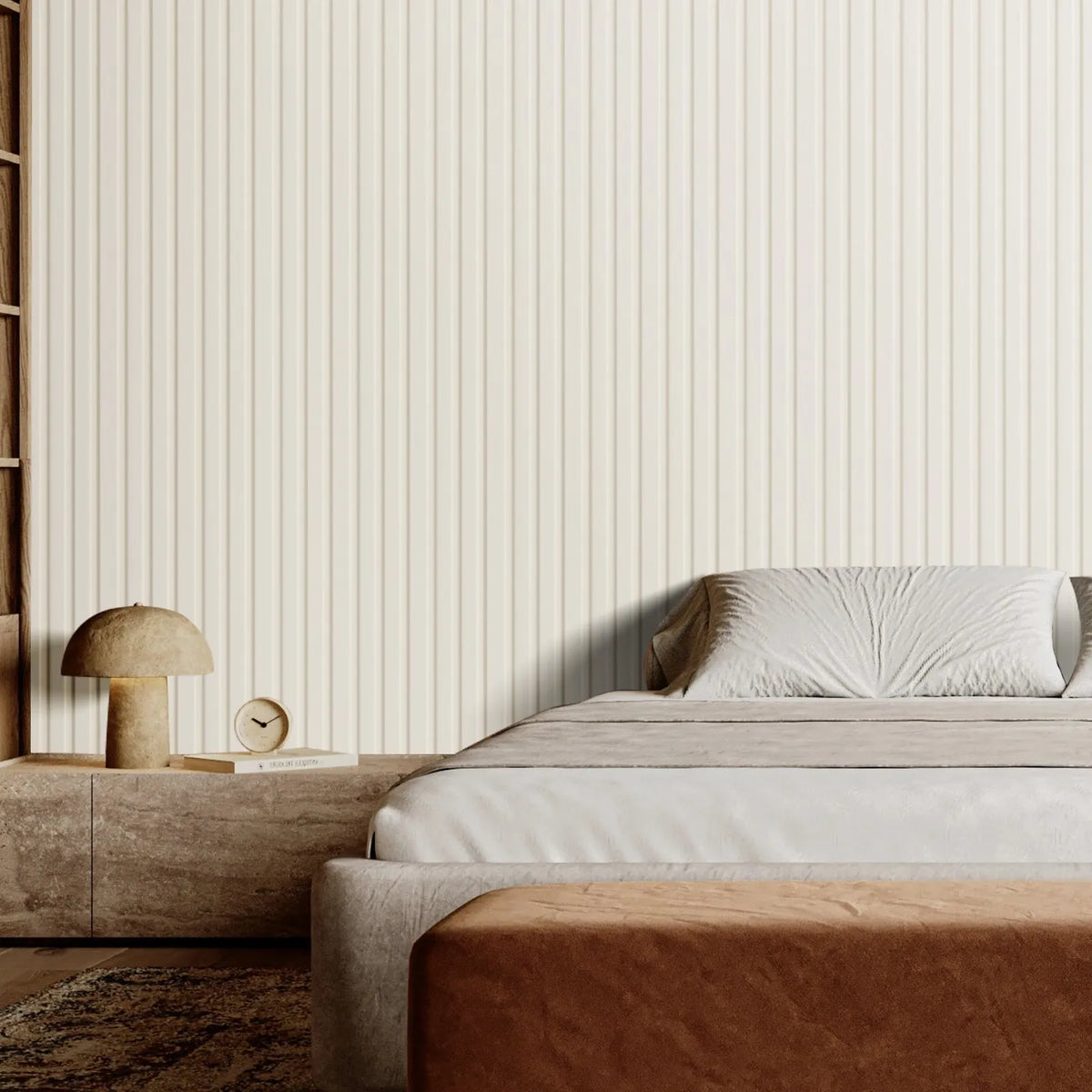 VEVOR Wood Slat Acoustic Panels, 8 Pieces, 2440 × 152 mm, WPC Accent Wall Panels for Modern Interiors, Artificial Wood Wall Panels for Stylish Décor and Noise Reduction, Matte White