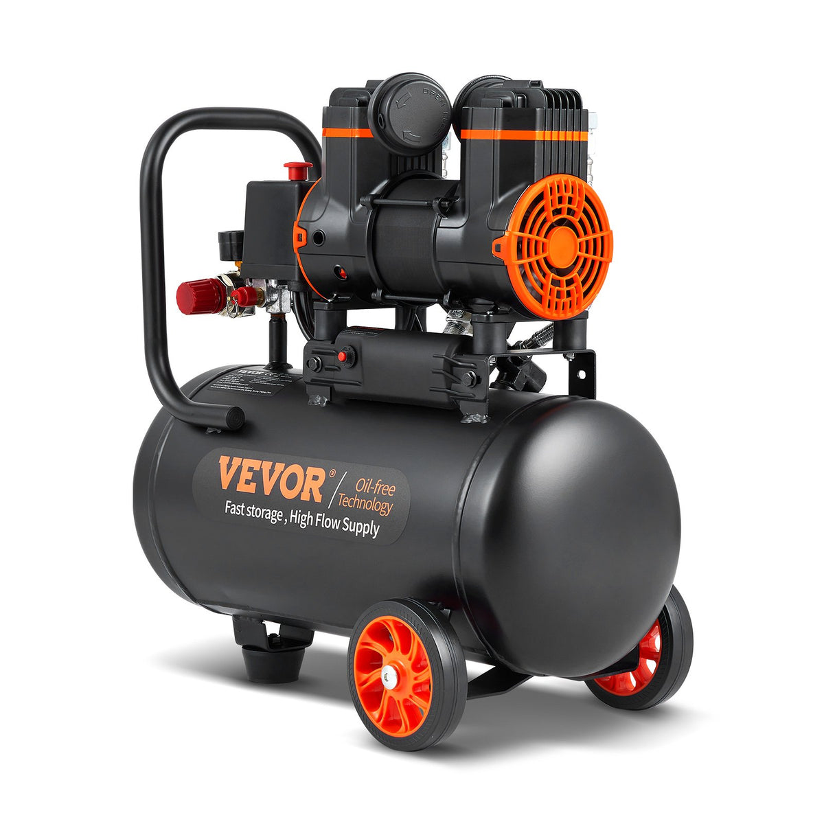 VEVOR Oil-Free Ultra-Quiet Air Compressor, 4.8 L, 900 W, 62 L/min at 6.2 bar, 70 dB