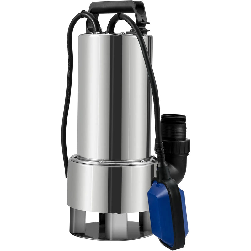 VEVOR iegremdējamais ūdens sūknis 1300 W, plūsma līdz 20 000 l/h, ar 10 m kabeli un automātisku pludiņslēdzi, nerūsējošā tērauda un čuguna konstrukcija, piemērots tīram un netīram ūdenim, dīķiem, baseiniem un karstajām vannām