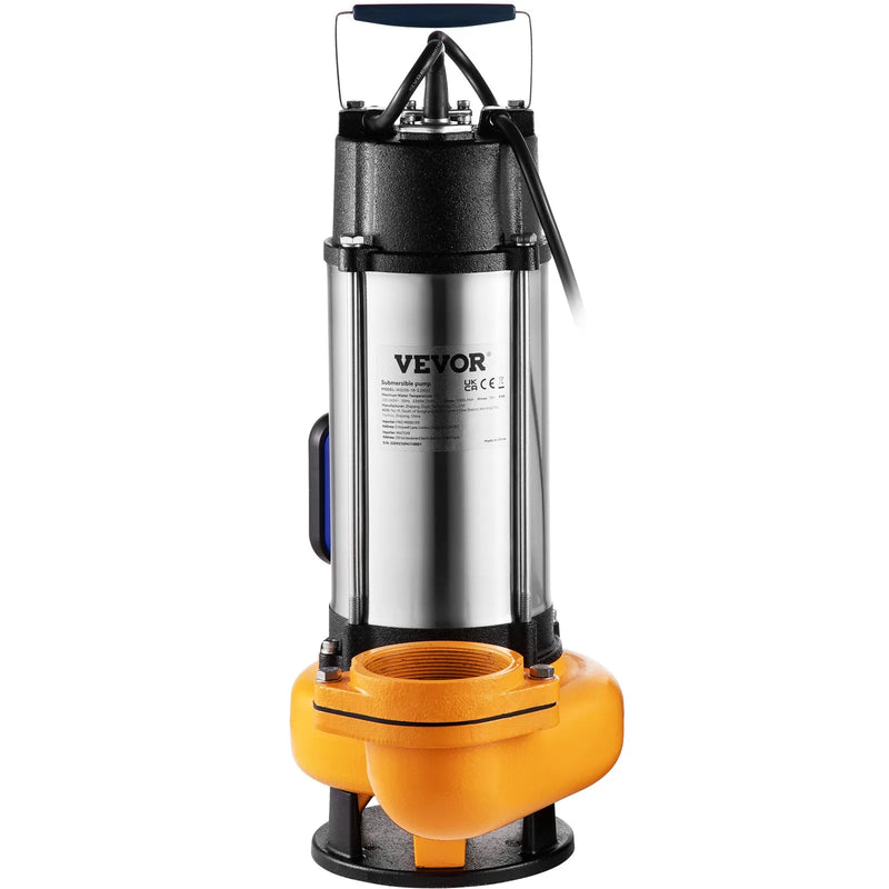 VEVOR iegremdējamais ūdens sūknis 2200 W, plūsma līdz 60 000 l/h, ar 8 m kabeli un automātisku pludiņslēdzi, nerūsējošā tērauda korpuss, piemērots tīram un netīram ūdenim, applūdušu vietu, dārza dīķu, baseinu un karsto vannu nosusināšanai