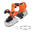 VEVOR portatīvais lentzāģis, griešanas dziļums 65 × 65 mm, 360 W bezsuku motors, kompakts bezvadu portatīvais lentzāģis ar integrētiem piekāršanas āķiem un regulējamu ātrumu 0–192 m/min, paredzēts metāla un koka griešanai, bez akumulatora un lādētāja