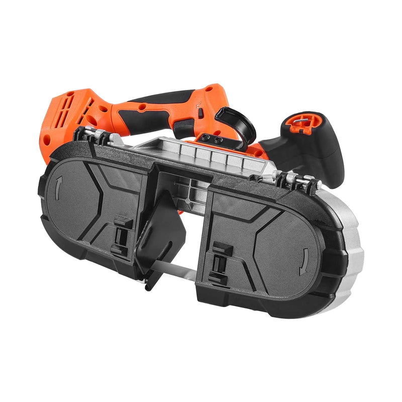 VEVOR portatīvais lentzāģis, griešanas dziļums 65 × 65 mm, 360 W bezsuku motors, kompakts bezvadu portatīvais lentzāģis ar integrētiem piekāršanas āķiem un regulējamu ātrumu 0–192 m/min, paredzēts metāla un koka griešanai, bez akumulatora un lādētāja