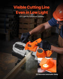 VEVOR portatīvais lentzāģis, griešanas dziļums 65 × 65 mm, 360 W bezsuku motors, kompakts bezvadu portatīvais lentzāģis ar integrētiem piekāršanas āķiem un regulējamu ātrumu 0–192 m/min, paredzēts metāla un koka griešanai, bez akumulatora un lādētāja