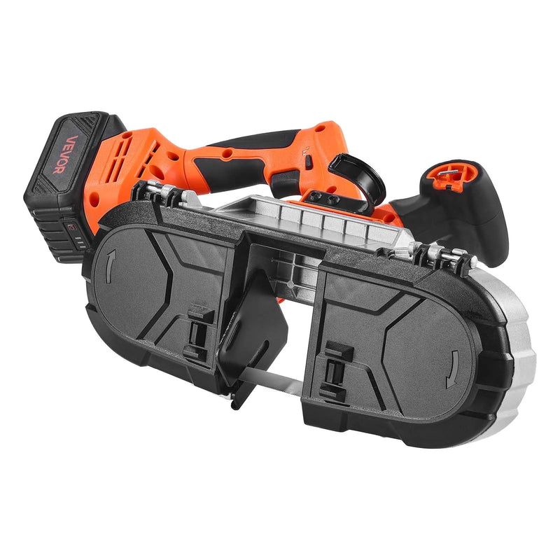 VEVOR 20 V portatīvā lentzāģa komplekts, griešanas dziļums 65 × 65 mm, 360 W bezsuku motors, 4,0 Ah akumulators, kompakts bezvadu portatīvais lentzāģis ar regulējamu ātrumu 0–192 m/min, paredzēts metāla un koka griešanai