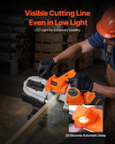 VEVOR 20 V portatīvā lentzāģa komplekts, griešanas dziļums 65 × 65 mm, 360 W bezsuku motors, 4,0 Ah akumulators, kompakts bezvadu portatīvais lentzāģis ar regulējamu ātrumu 0–192 m/min, paredzēts metāla un koka griešanai