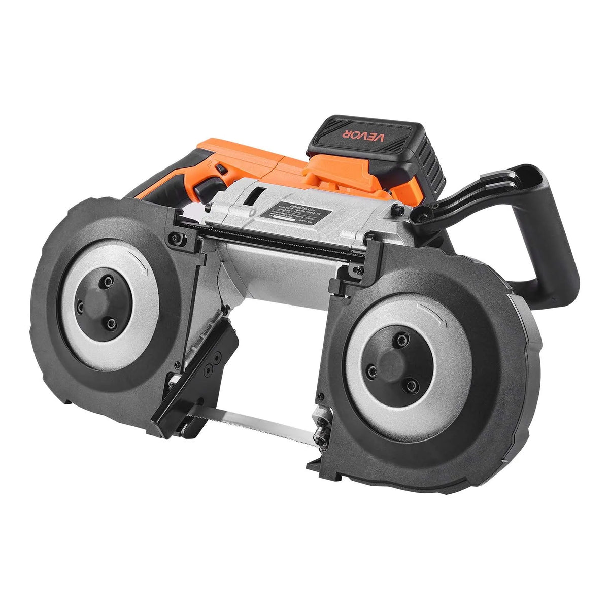 VEVOR 20 V portatīvā lentzāģa komplekts, griešanas dziļums 127 × 115 mm, 360 W bezsuku motors, 4,0 Ah akumulators, kompakts bezvadu portatīvais lentzāģis ar regulējamu ātrumu 0–120 m/min, paredzēts metāla un koka griešanai - ZEMLETES.LV