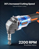 VEVOR bezvadu metāla šķēres (nibleris) ar 20 V 4000 mAh akumulatoru, bezsuku motors 2200 apgr./min, elektriska metāla griezējierīce tērauda un alumīnija loksnēm, komplektā plastmasas koferis