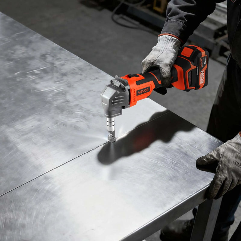 VEVOR bezvadu metāla šķēres (nibleris) ar 20 V 4000 mAh akumulatoru, bezsuku motors 2200 apgr./min, elektriska metāla griezējierīce tērauda un alumīnija loksnēm, komplektā plastmasas koferis