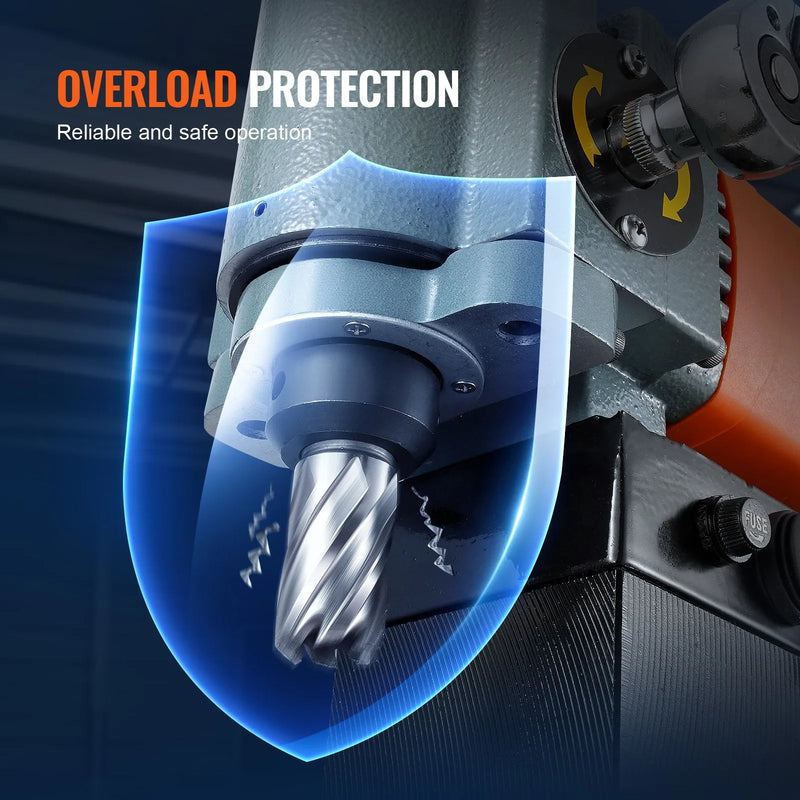 VEVOR zema profila magnētiskā urbjmašīna, 1300 W, viegla pārnēsājama magnētiskā urbjmašīna ar dzesēšanas sistēmu un pārslodzes aizsardzību, piemērota aprīkojuma uzstādīšanai un industriāliem darbiem