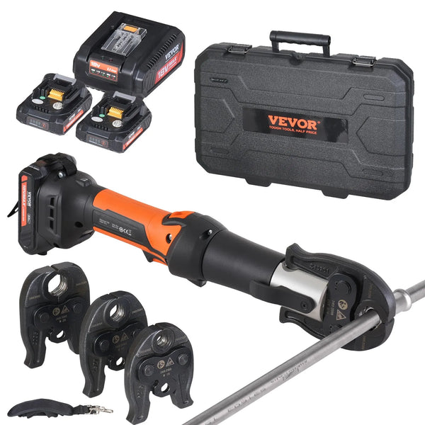 Akumulatora cauruļu presēšanas instruments ar 3 presformām V15, V22, V28, 18 V, 4,0 Ah
