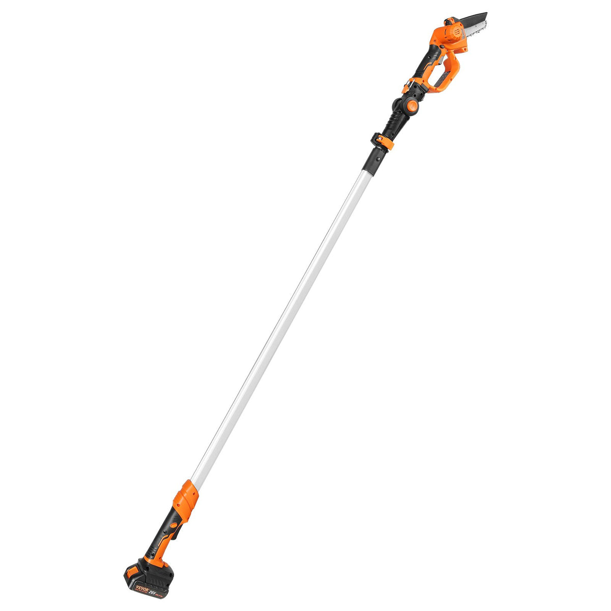 VEVOR 2-in-1 Cordless Telescopic Pole Saw and Mini Chainsaw, 20 V 2 Ah Battery, 13 cm Cutting Length, Reach up to 2.4 m (Battery and Blade Guard Included)