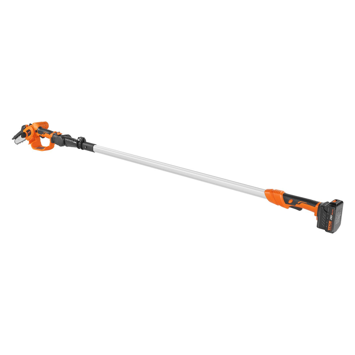VEVOR 2-in-1 Cordless Telescopic Pole Saw and Mini Chainsaw, 20 V 2 Ah Battery, 13 cm Cutting Length, Reach up to 2.4 m (Battery and Blade Guard Included)